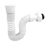 Fousenuk Siphon Lavabo, Evacuation Evier en à l'Épreuve des Odeurs, Siphon Adaptable pour Évier, Siphon Plastique Gain de Place, Tuyau de Vidange Flexible Universel, Extensible 300-730 mm