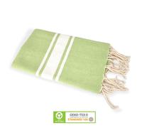 Fouta 3 Bandes Blanches 100% coton ? Pistache