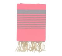 Fouta - LA MAISON D'AMELIE - ARTHUR - Rose fluo - Rayures gris ciment