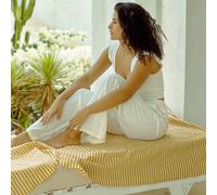 Fouta marinire moutarde - Serviette de plage 100% coton - 1m x 2m