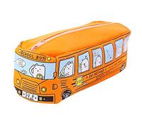 FOUTP 1PC Trousse Crayons Grande Capacité Trousse Anime Bus Scolaire Sac Enfants étudiant Élève Papeterie Pouch Pencil Case Scolaires Bureau pour Garçon Fille Ado Étudiant (Orange)