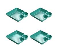 FOUTP Assiette Carrée en Plastique Réutilisable avec Compartiment à Sauce, pour Raviolis, Apéritifs et Fruits (A)