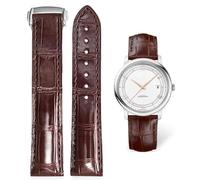 FOUUA Bracelet de montre pour bracelets de montre Omega en cuir 19mm 20mm 21mm Alligator en relief Bracelets à boucle déployante de remplacement argent