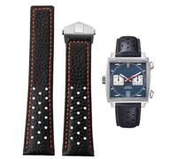FOUUA Bracelet de Montre pour TAG Heuer 22mm en Cuir Véritable Bleu Noir - Remplacement pour Carrera Aquarase Monaco