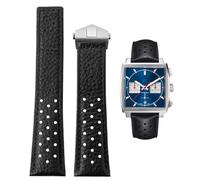 FOUUA Bracelet de Montre pour TAG Heuer 22mm en Cuir Véritable - Remplacement Bleu Noir pour Carrera Aquarase Monaco