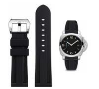 FOUUA Bracelet en Caoutchouc Panerai Bracelet de Montre 22mm 24mm Bracelet de Montre étanche en caoutchouc brossé en Acier Inoxydable Boucle d'Argent Compatible avec Panerai Unisexe