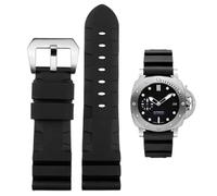 FOUUA Bracelet en Caoutchouc Panerai Bracelet de Montre 22mm 24mm Bracelet de Montre étanche en caoutchouc brossé en Acier Inoxydable Boucle d'Argent Compatible avec Panerai Unisexe