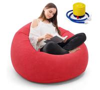 Fouvin Canapé gonflable en PVC - Pouf siège unique, fauteuil d'extérieur pliable, fauteuil boule gonflable, fauteuil de salon léger, rouge