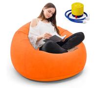Fouvin Canapé gonflable en PVC - Pouf siège unique, fauteuil d'extérieur pliable, fauteuil boule gonflable, fauteuil de salon léger, orange