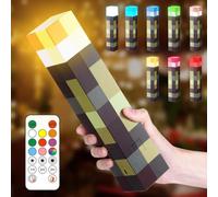 Fouvin Lampe Murale Miner Craft en Forme de Torche 28cm, 8 Couleurs Lampe rechargeable par USB avec télécommande, Éclairage Mural Cadeau pour Enfants, Cadeau Chambre, Fête, Lanterne Chevet