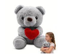 Fouvin Nounours en Peluche avec cœur, 23 cm - Cadeau Doux pour Maman, Enfants, Anniversaire & Saint-Valentin - Déco Chambre Lyre