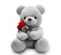 Fouvin Nounours en Peluche avec Rose, 23 cm - Cadeau Doux pour Maman, Enfants, Anniversaire & Saint-Valentin - Déco Chambre Lyre