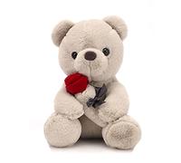 Fouvin Nounours en Peluche avec Rose, 23 cm - Cadeau Doux pour Maman, Enfants, Anniversaire & Saint-Valentin - Déco Chambre Lyre