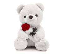 Fouvin Nounours en Peluche avec Rose, 23 cm - Cadeau Doux pour Maman, Enfants, Anniversaire & Saint-Valentin - Déco Chambre Lyre