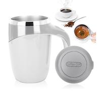 Fouvin Tasse auto-mélangeuse Lazy Tasse à café en acier inoxydable Tasse à café électrique Magic Mug Tasse 380ML (Blanc)