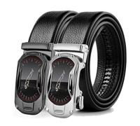 FOVAOK 105 130 140 150 160 170 cm Plus Taille Ceinture en cuir Alliage métallique Boucle automatique Marque Luxe Ceinture pour hommes Jeans, Noir/boucle, 140 cm