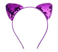 FOVAOK Bandeau à cheveux tendance pour enfants, motif écailles de poisson, paillettes et oreilles de chat (violet)