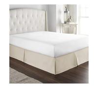 FOVAOK Cache-sommier plissé ajusté doux et confortable avec tissu infroissable et résistant à la décoloration - Literie de 38,1 cm de haut (sans plateforme) (crème, 160 x 190 x 35 cm)
