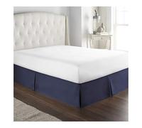 FOVAOK Cache-sommier plissé doux et confortable avec tissu infroissable et résistant à la décoloration - Literie de 38,1 cm de haut (sans plateforme) (bleu marine, 140 x 190 x 35 cm)