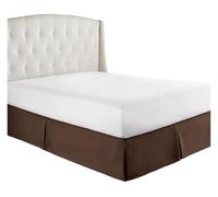 FOVAOK Cache-sommier plissé doux et confortable avec tissu infroissable et résistant à la décoloration - Literie de 38,1 cm de haut (sans plateforme) (marron, très grand lit, 200 x 200 x 35 cm)