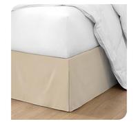 FOVAOK Cache-sommier plissé doux et confortable avec tissu infroissable et résistant à la décoloration - Literie de 38,1 cm de haut (sans plateforme) (beige, très grand lit, 200 x 200 x 35 cm)