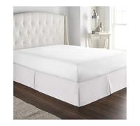 FOVAOK Cache-sommier plissé doux et confortable avec tissu infroissable et résistant à la décoloration - Literie de 38,1 cm de haut (sans plateforme) (blanc, 150 x 190 x 35 cm)