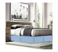 FOVAOK Cache-sommier plissé doux et confortable avec tissu infroissable et résistant à la décoloration - Literie de 38,1 cm de haut (sans plateforme) (bleu, 140 x 190 x 35 cm)