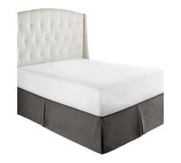 FOVAOK Cache-sommier plissé doux et confortable avec tissu infroissable et résistant à la décoloration - Literie de 38,1 cm de haut (sans plateforme) (gris foncé, 160 x 200 x 35 cm)