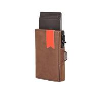 FOVAOK Étui à cartes de crédit avec protection RFID Portefeuille en cuir véritable avec compartiment pour billets et pièces de monnaie pour homme et femme, marron, Taille unique