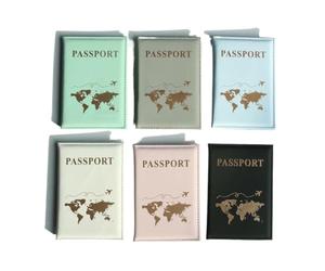 FOVAOK Étui de protection pour passeport, carte du monde, porte-cartes de crédit, carte d'identité, passeport, bleu clair, Taille unique