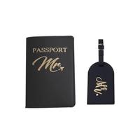 FOVAOK Housse de passeport de voyage en cuir PU avec lettre imprimée, étiquette de bagage, étiquette d'identification d'adresse, étiquette d'embarquement, F, Taille unique