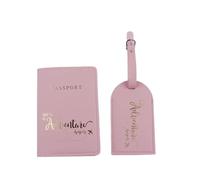 FOVAOK Housse de passeport de voyage en cuir PU avec lettre imprimée, étiquette de bagage, étiquette d'identification d'adresse, étiquette d'embarquement, C, Taille unique