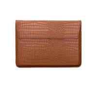 FOVAOK Housse en cuir synthétique pour ordinateur portable de 11/12/13/15/13/13,3/15,4" (marron crocodile, 15,4")