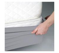 FOVAOK Housse pour sommier tapissier - Protège-matelas élastique 4 côtés pour lit simple/double/grand lit/très grand lit (gris argenté, King size, 200 x 200 cm)