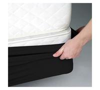 FOVAOK Housse pour sommier tapissier - Protège-matelas élastique 4 côtés pour lit simple/double/grand lit/très grand lit (noir, King size, 200 x 200 cm)