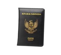 FOVAOK Housses de passeport indonésiennes pour femmes, étui tendance en polyuréthane pour passeports, portefeuille, documents, billets, cartes, Noir , Taille unique