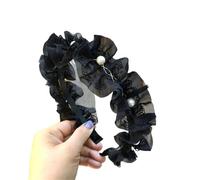 FOVAOK Jolis bandeaux à cheveux avec accessoires en perles, accessoires pour cheveux, pinces à cheveux élégantes à laver et aller pressées (noir)