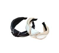 FOVAOK Lot de 2 bandeaux à cheveux en strass, simple rétro à double nœud, jolis bandeaux pour femmes et filles, cheveux fins/moyens, épais, antidérapants, accessoires pour cheveux tendance