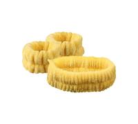 FOVAOK Lot de 2 paires d'élastiques à cheveux en polaire corail, imperméables, absorbants pour le visage (jaune)