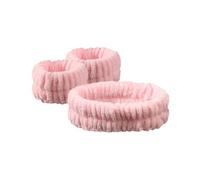 FOVAOK Lot de 2 paires d'élastiques à cheveux en polaire corail, imperméables, absorbants pour le visage (rose)