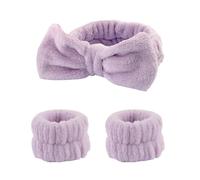 FOVAOK Lot de 3 paires de bracelets imperméables et absorbants en polaire corail avec oreilles de lapin Violet