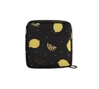 FOVAOK Lot de 3 sacs de rangement pour serviettes hygiéniques pour femme - Portable et étanche - Motif dessin animé, Citron noir, Taille unique