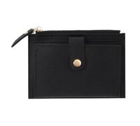FOVAOK Mini porte-monnaie en cuir synthétique pour femme - Couleur unie - Porte-cartes de crédit - Petit portefeuille - Porte-monnaie, Noir , 1 pièce