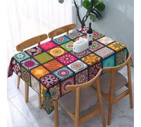 FOVAOK Nappe rectangulaire en polyester motif mandala bohème circulaire coloré pour décoration de fête indienne (140 x 240 cm)