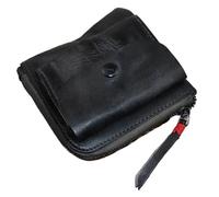 FOVAOK Porte-monnaie fait à la main créatif poche fermeture éclair boucle homme et femme cuir véritable zéro portefeuille rétro carré, gris foncé, Taille unique