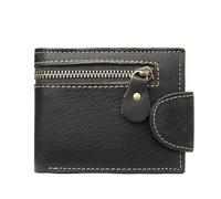 FOVAOK Portefeuille en cuir de vachette véritable pour hommes, petit porte-cartes, portefeuille vintage Portomonee Hasp Male Pocket Purse Fashion, Noir , Taille unique