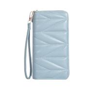 FOVAOK Portefeuille long matelassé tendance pour femme, fermeture éclair autour de l'embrayage, porte-monnaie, plusieurs emplacements pour cartes, sac pour téléphone portable, bleu, Taille unique