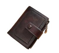 FOVAOK Portefeuille pour homme en cuir de vachette, rétro, décontracté, antivol et anti-brosse, avec fermeture éclair, café, Taille unique