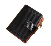 FOVAOK Portefeuille pour homme en cuir de vachette, rétro, décontracté, antivol et anti-brosse, avec fermeture éclair, Fibre de carbone., Taille unique