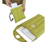 FOVAOK Sac souple pour ordinateur portable de 11/13/15" résistant aux chocs en coton brodé - convient à tous les modèles d'ordinateurs (vert, 12,9 à 13,3")